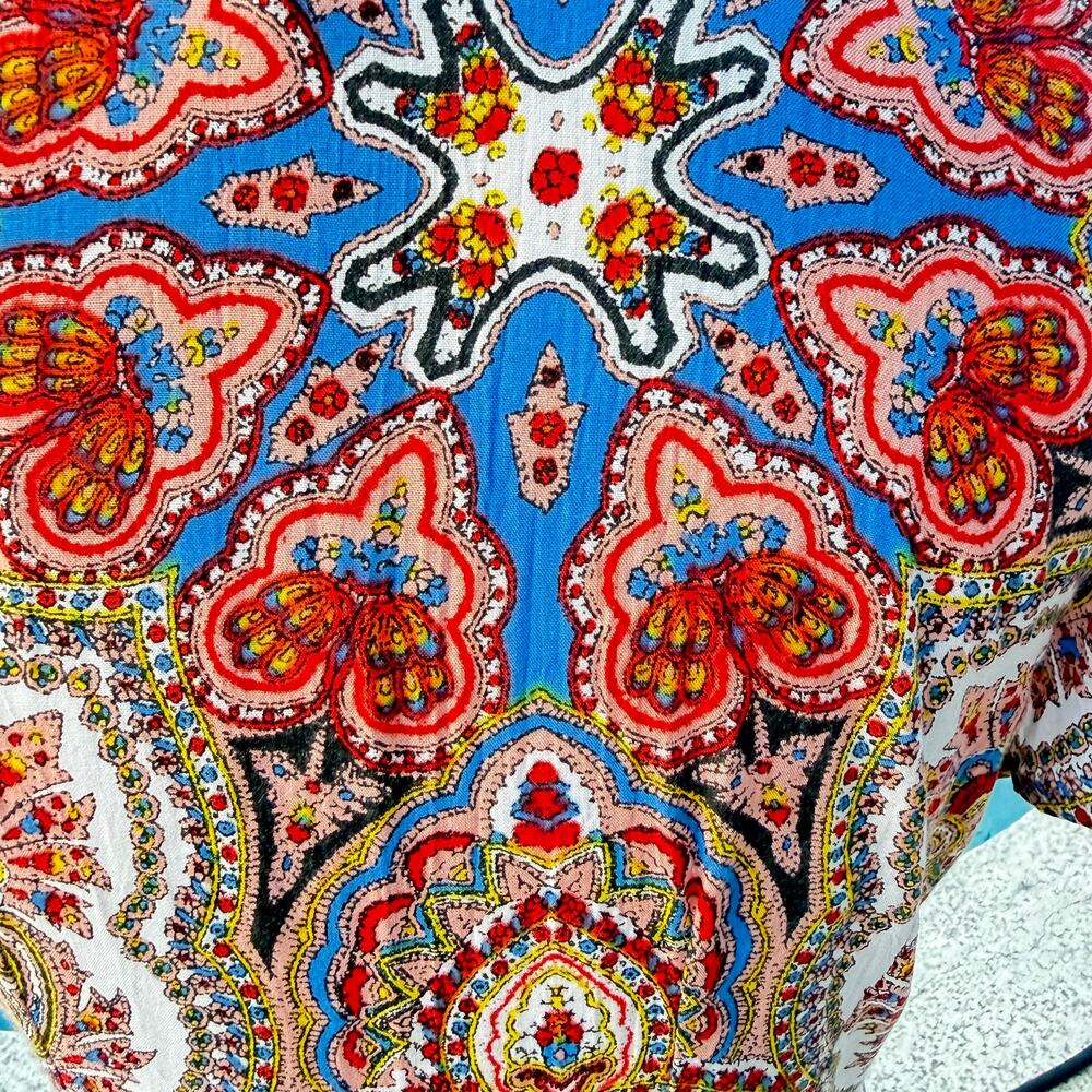 Cleobella Paisley Mini Dress Deep V Boho Multicolor Festival Dopamine Small - Picture 7 of 11